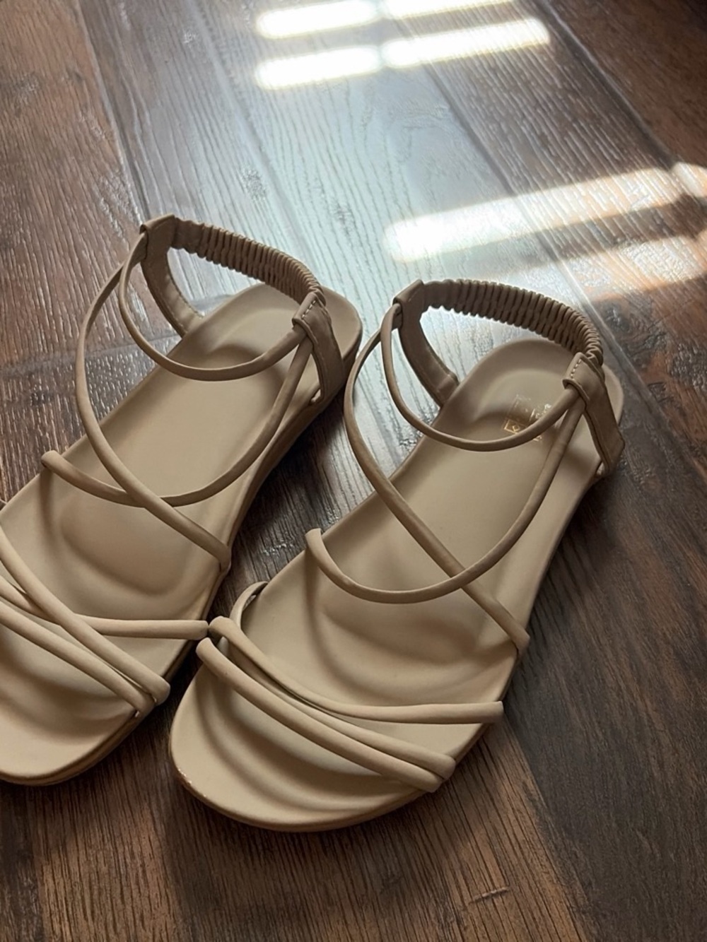 Women’s Neutral Strappy Flat Sandals - Beige